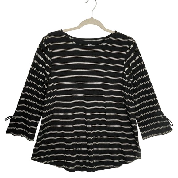J.Jill Tops - J.Jill‎ Large Black Stripe Pima Cotton Modern Classic Minimalist Top